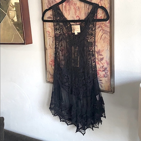 ASOS SPIRITUAL HIPPIE STRETCH BOHO OVERSIZED TOP SHEER LACE TANK TOP M 8 10 - Picture 17 of 17